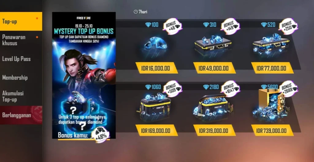 Top Up Free Fire di dunia games