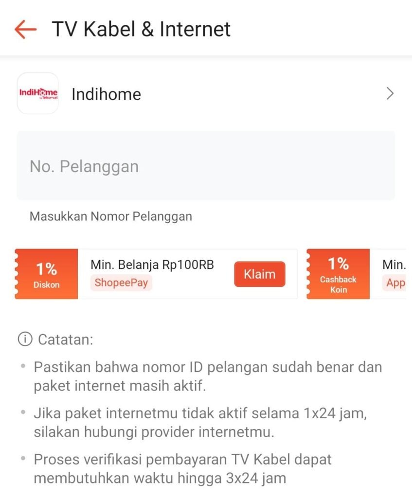 bayar tagihan indihome