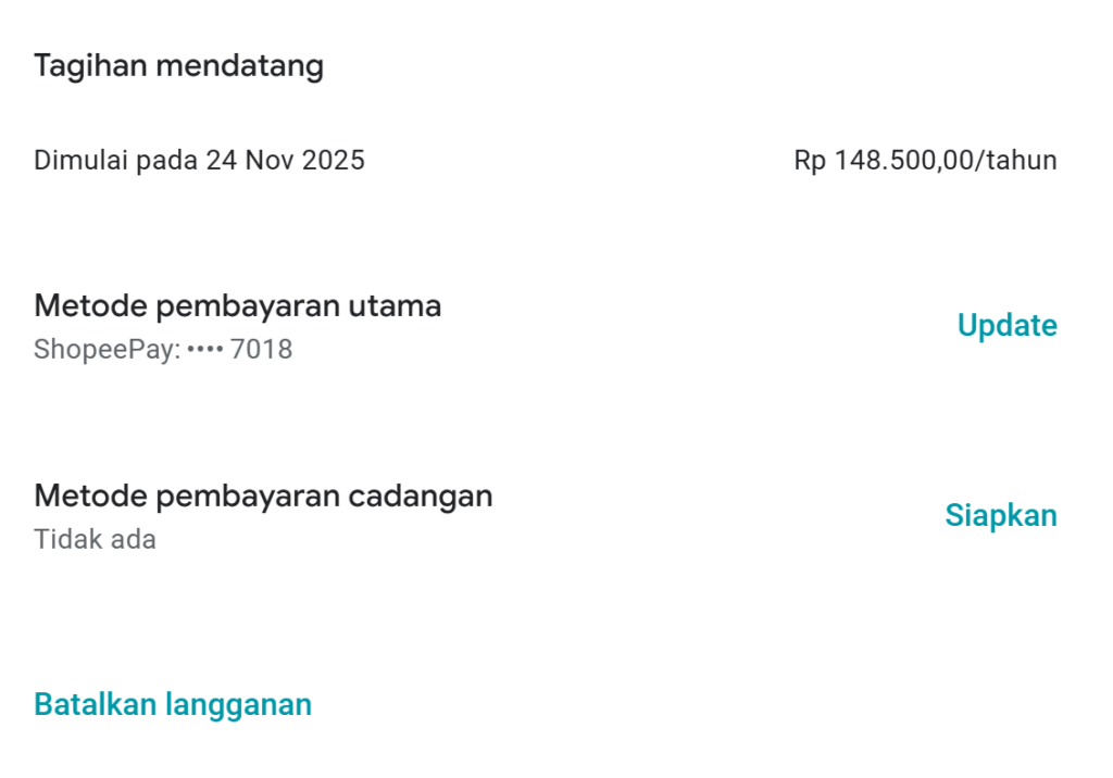 membatalkan langganan google play
